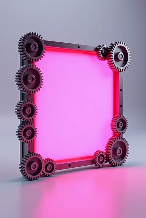 The square notification frame has gears outside the frame to create a highlight and the main color is modern pink