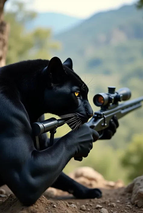 Black panther as sniper