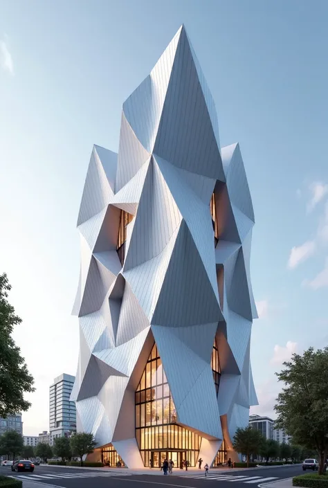 5-STOREY COMMERCIAL CENTER BUILDING DESIGNED IN MODERN ARCHITECTURAL LANGUAGE , The shell has a structure that simulates the Japanese art of origami., PRIORITIZE COST-SAVING CONSTRUCTION SOLUTIONS 