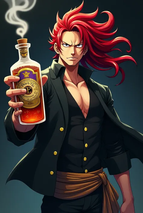 Shank one piece holding a bottle of poisonous liquid 