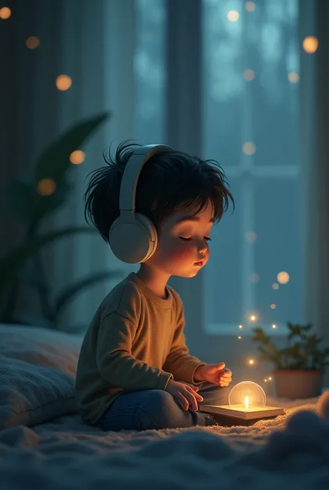 boy listening music and alone 

