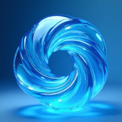 3D Blue abstract swirl glass shape floating, animated, 3D Vector Style, Glass style, Neon, no background