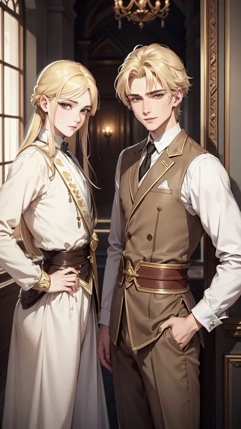 Nikolai is blonde, Shave one side、Style the other side, Light brown eyes and a slightly crooked nose, He has a beautiful face, "Having the characteristics of a fairy-tale prince". He is described as very attractive, Handsome and smiling