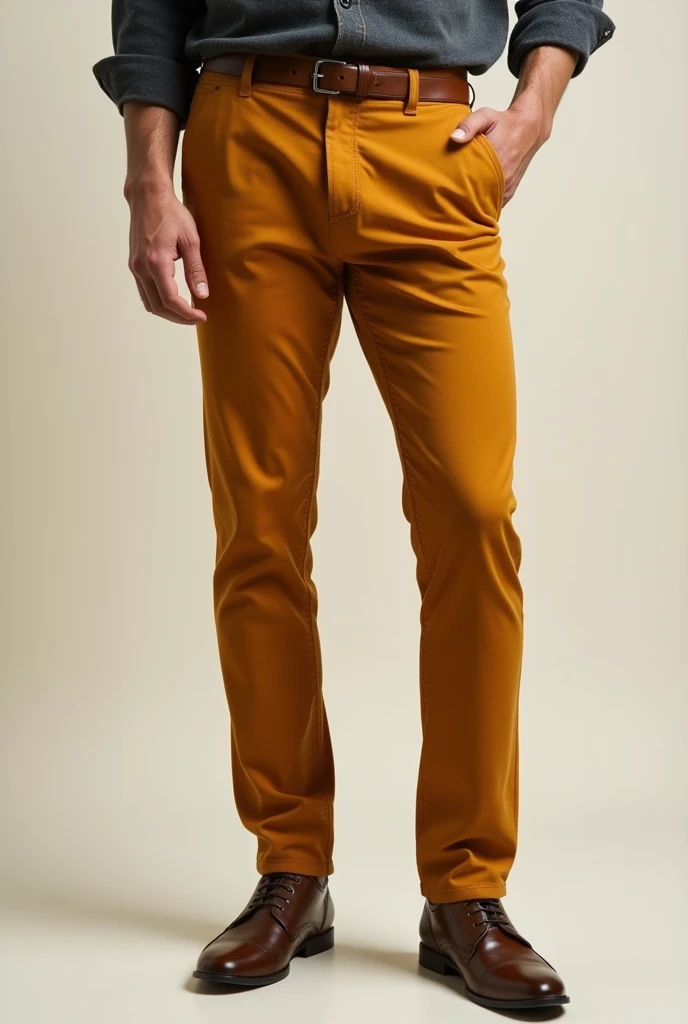 Mens Darker golden plain pant carrot fit from front