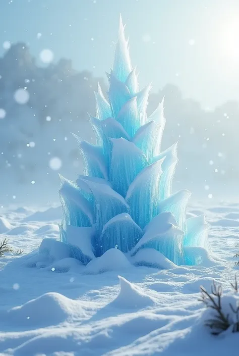 Hey can you make a pic of dreamy blizzard landscape with mystical ice creation