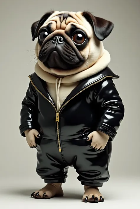 Human pug in patent leather 


