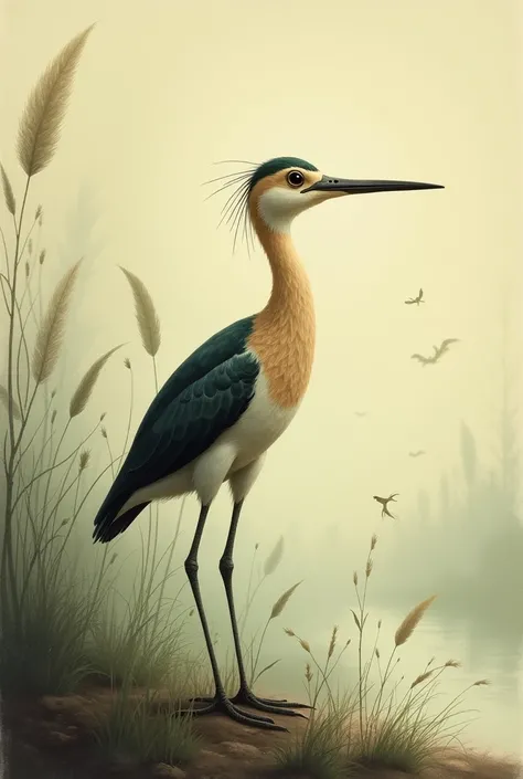 Shaun Tan Style - wader bird in the style of shaun tan