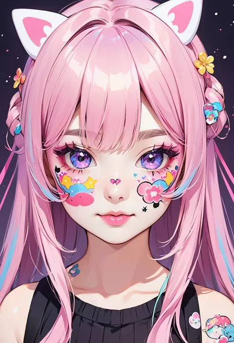 kawaii teen, face painting, art work