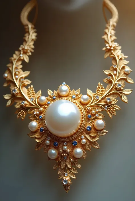 jewelry piece would be a South Sea pearl necklace with intricate gold filigree detailing. It features a large, radiant Philippine South Sea pearl as the centerpiece, surrounded by delicate, handcrafted gold filigree inspired by traditional Filipino motifs,...