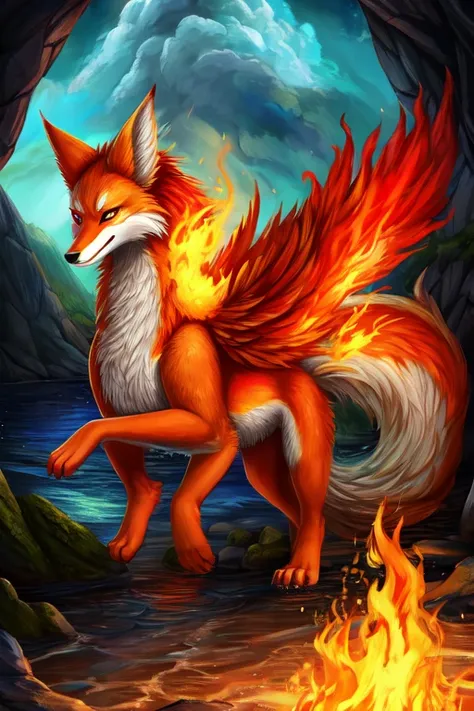 Fire and water feral kitsune 