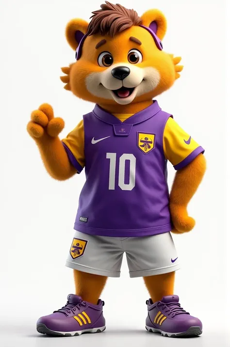 A World Cup-like mascot that has a purple and yellow sports jersey and at the bottom says in Spanish: Heading to the 2025 Christ School Student Games 