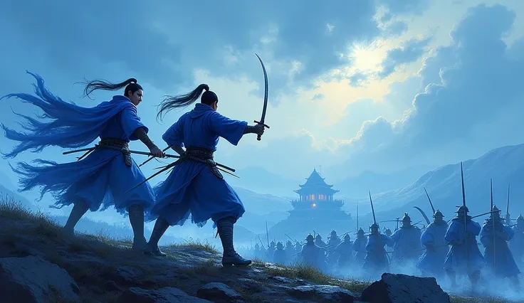 Blue is the main color.. Van Xu and Nhan Luong fought side by side to destroy the enemy during the Three Kingdoms period. 