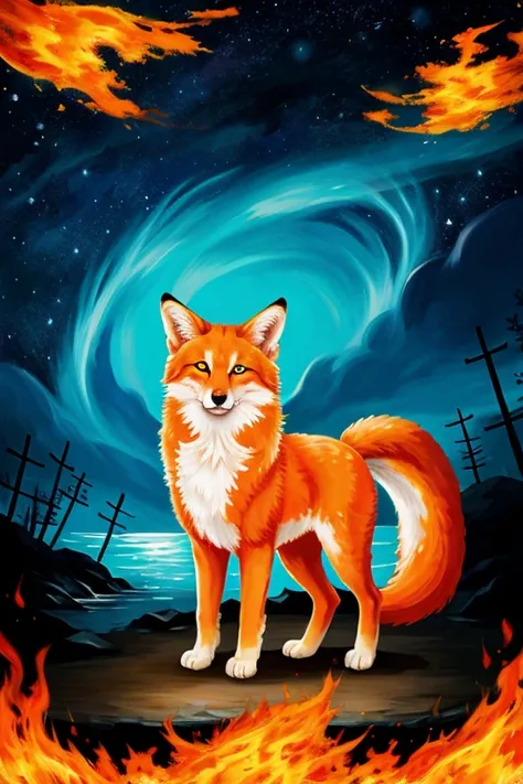 Fire and water feral kitsune 
