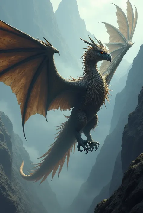 Draw a hybrid between a Wyvern and an eagle