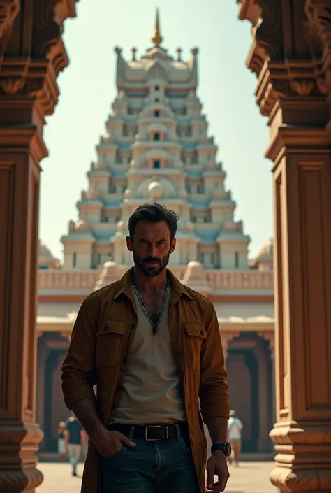 Actor Hugh Jackman in Meenachi temple