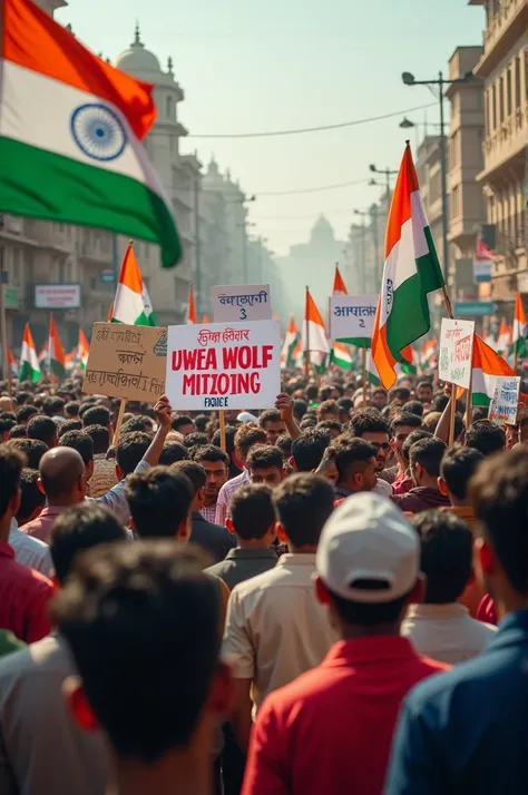 Wakf Bill Protest:
"Design a powerful scene of a peaceful protest where people are holding banners and signs opposing the Wakf Bill. The mood is serious, and the crowd is diverse, showing unity."Indian scenes 