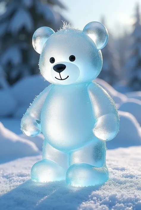 Cute teddy bear male made-up of ice 