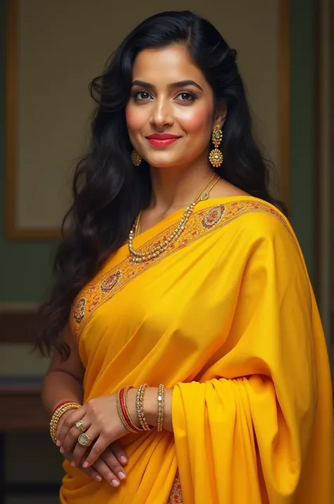 Marunal thakur in yellow saree 