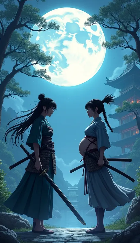 Epic final duel between a samurai and a ninja under the full moon
Duel girls, pregnant, artwork, anime