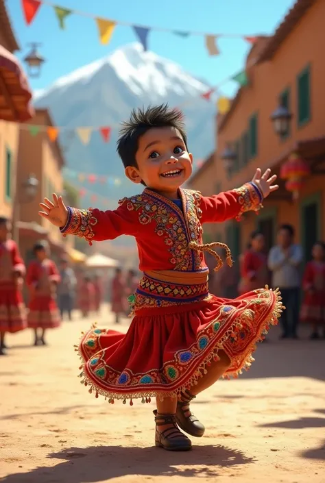 A boy dancing Bolivian chacarera 