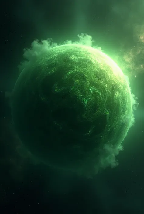 Big green ball on space