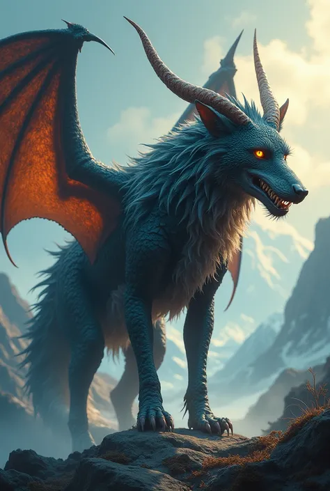 A wolf fused with a dragon 