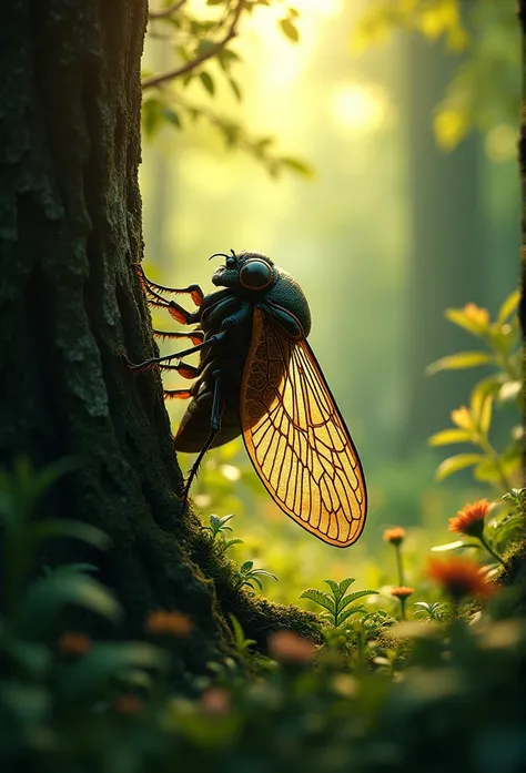 A cicada in the forest 