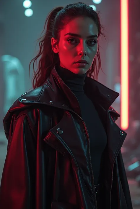 1980s sci-fi fantasy movie still reminiscent of the retrotuturistic Star Wars and post-apocalytic wasteland, Balenciaga character emanating authority, bathed in rim and ambient light to accentuate expression, cinematic light scheme capturing the quintessen...