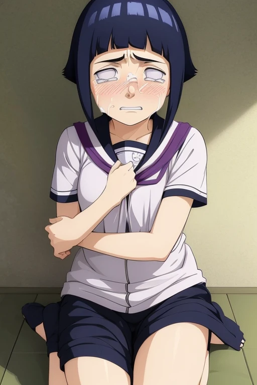 Spectator carries Hinata by the legs, he has his legs apart, hugs him by the neck, penetrates her, They have sex standing up, He has cum on his face, tears, crying, angry, POVRubor, 