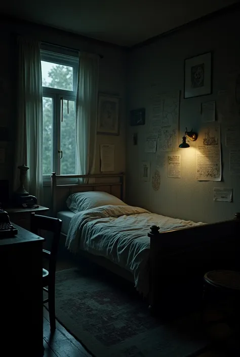 Bedroom decorated in the theme of the game Alan wake