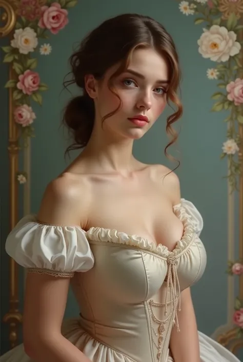 (highres,masterpiece:1.2),(realistic:1.37)"(best quality, highres, ultra-detailed, realistic),beautiful 19th-century portrait of a 20 year old French ballet dancer, (She is French and is a stunning beauty with dark blue eyes and a high nose:1.1), elaborate...