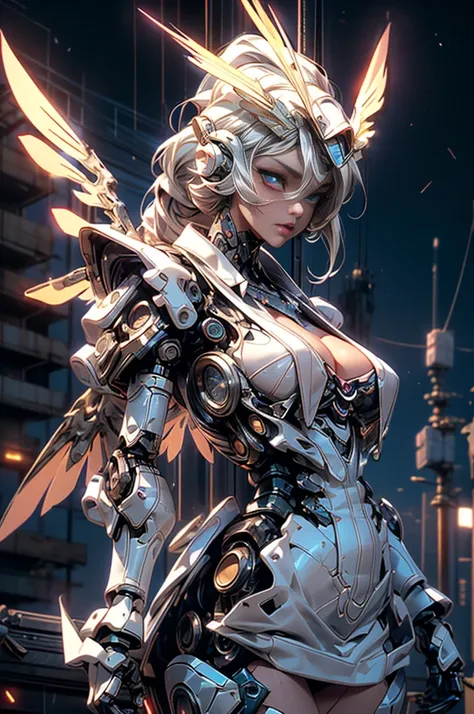 Cinematic Lighting,Ultra-detailed skin、Beautiful detailed eyes、Highest quality,Cyberpunk,(replace、Dim color, Calm Tones:1.3)Browsing Caution(1 Beautiful Woman、Beautiful facial features down to the last detail、Villain image:1.5)(Flashy hair color、Shapely br...