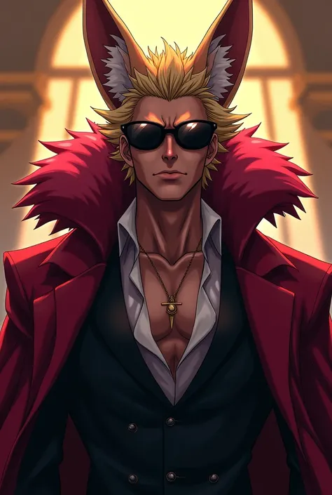 Doflamingo the fox-eared king、Blonde、Short、sunglasses

