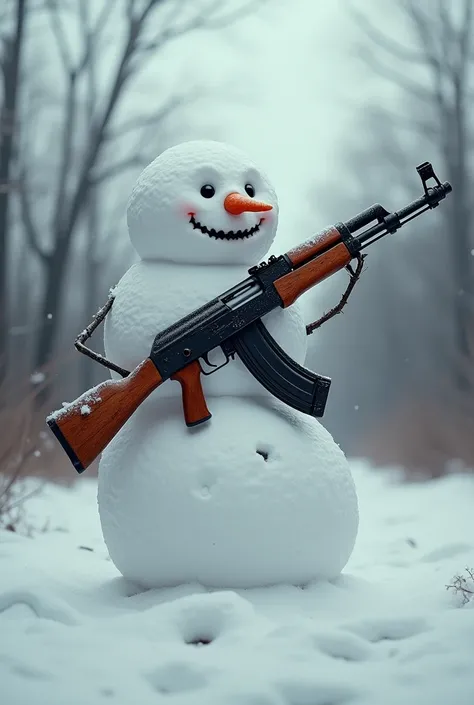 A snowman with an ak-47