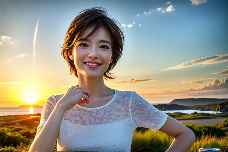 (Realistic, 超Realistic:1.4), 16k hdr, High resolution,Brown short hair,The best smile、Japanese actress,Super Beauty(Like the real thing),Short sleeve dress,Whiskey Bottle、The Macallan、Johnnie Walker、、Old Parr、whiskey、Suntory、Nikka、Slim couple、Model Couple、...