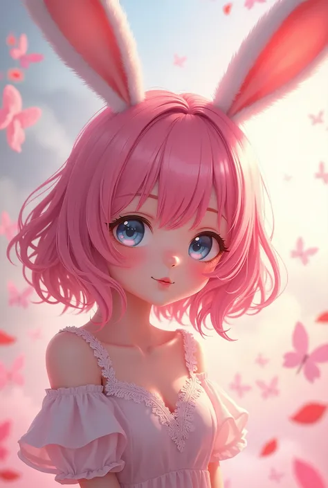 Cute and, Pink Hair, Bunny girl, Ultra-realistic, Fine lighting, anime, Have  