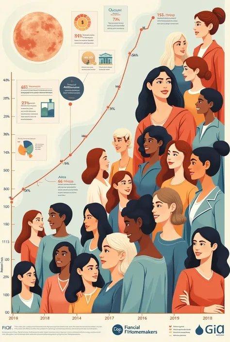 create a graph of the increase in the number of women who are financially homemakers