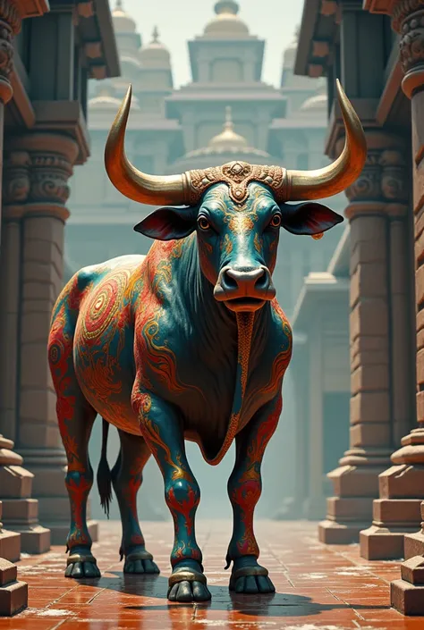 Kashis tample images in a  bull body painting 