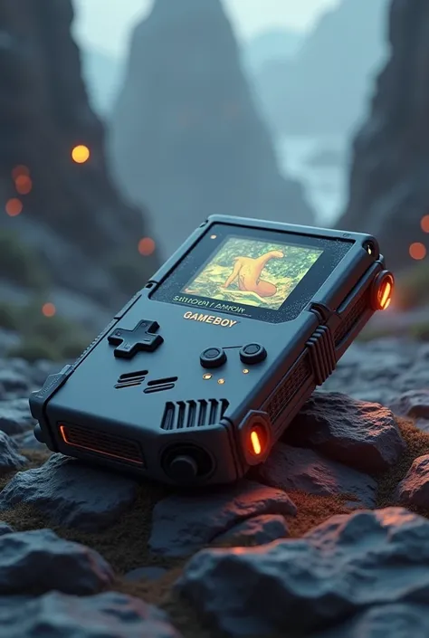 gameboy, with a matte tone and metallic details, where it is comfortable for the hand, with led screen, most current, tipis, do futuro, something that never existed, something that doesn&#39;t look like the old model