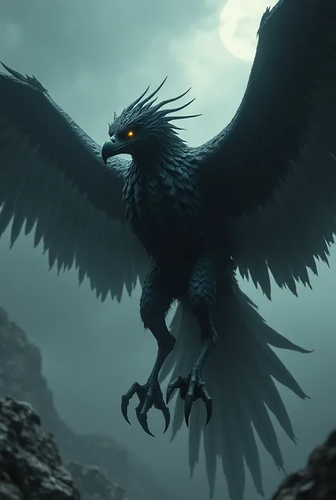 Beast Form: A monstrous bird of prey with sharp, venom-coated talons, glowing black eyes, and wings that slice through air like blades.