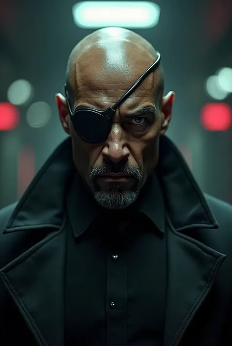 Make Nick Fury an evil version , being a black person , with an eye patch 