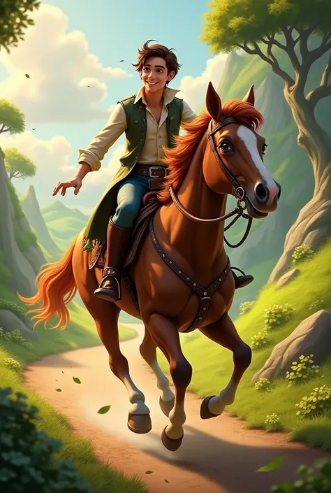 flynn rider ridding a horse