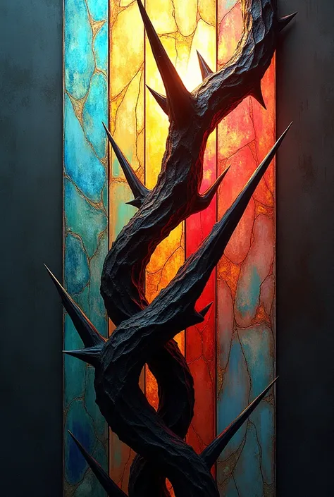 Am abstract stain glass with thorns 