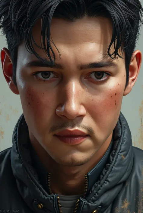 Close up, Korean man, visible pores on his face, very detailed