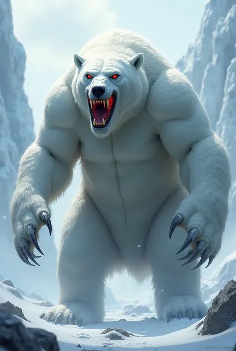 A polar bear and red monster hybrid 