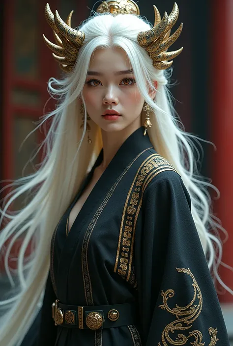 A girl with moon-white hair named Wangchuan Xiyue，Crimson gold eyes，Height: about 175cm，Wearing a more ancient style，It&#39;s Zulong，The First of Ten Thousand Dragons，Lord of the Underworld，It is also the consciousness of the World Tree.，Rich color ceiling...