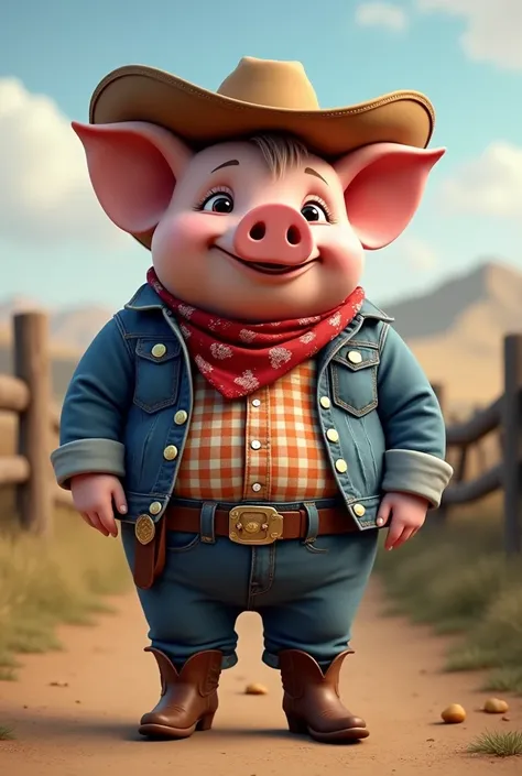 Pig dressed as a cowboy

