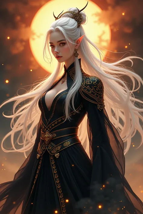 A girl with moon-white hair named Wangchuan Xiyue，Crimson gold eyes，Height: about 175cm，Wearing a more ancient style，It&#39;s Zulong，The First of Ten Thousand Dragons，Lord of the Underworld，It is also the consciousness of the World Tree.，Rich color ceiling...