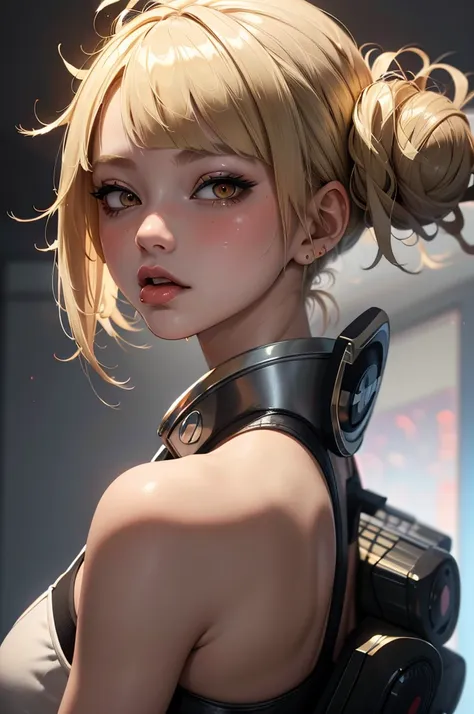 (masterpiece, Highest quality), One girl,  Himiko T, Blonde, Heavy breathing, Licking your lips, Backlight, 