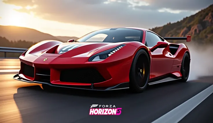 Ferari vehicle  YouTube thambnail Forza horizon 5 logo add small vehicle size 



